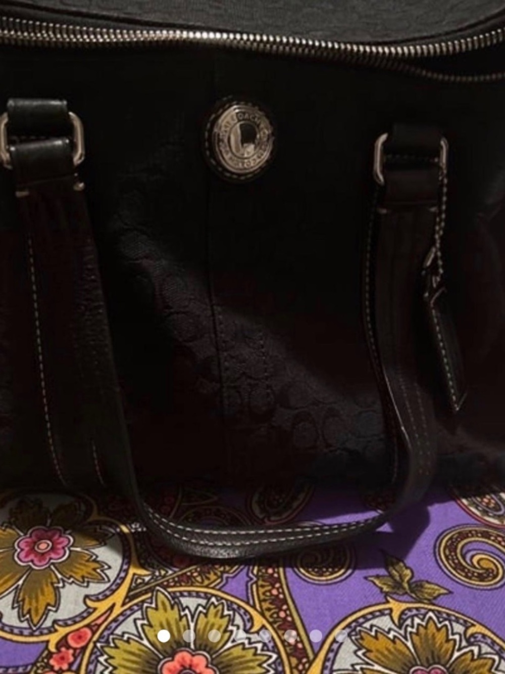 Vintage Coach Black Signature C Canvas Boston Travel Bag F77118